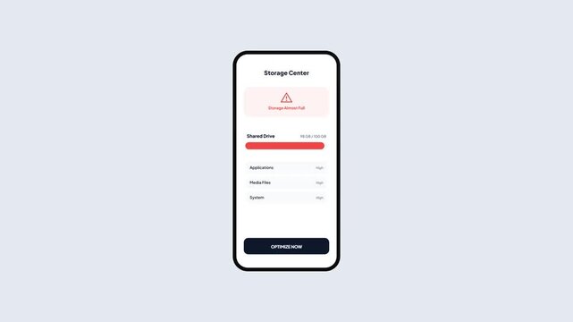 Mobile Phone System Storage Optimization App with Disk Space Cleaning Process and Success Result Vector Animation