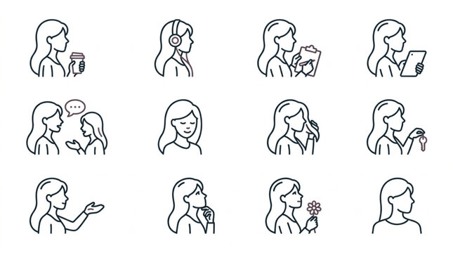 Illustrations of Various Communication and Social Interaction Gestures