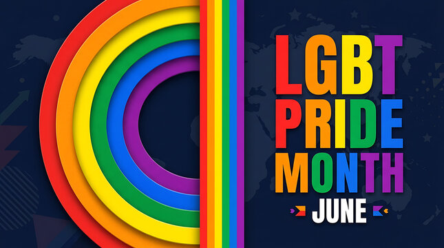 Lgbt pride month june rainbow graphic design concept with equality