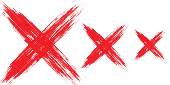 Red cross x vector icons set. No wrong delete symbol ps 10
