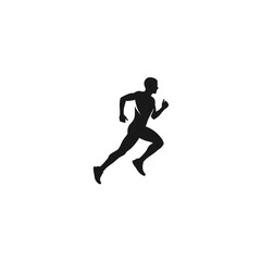 Fototapeta premium Athletic man sprinting silhouette isolated on white