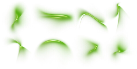 Green glossy 3d morph organic blob shapes on transparent background © titileedzs