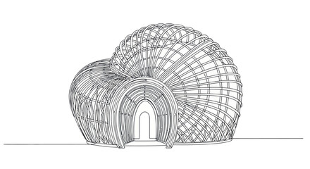 Modern Architectural Design Sketch of a Unique Organic Structure © brian