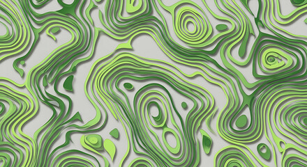 Fototapeta premium Abstract Emerald Green Topographic Contour Line Pattern Design with Flowing Organic Curves and Smooth Gradient Waves on Minimalist Neutral Gray Background for Modern Tech or Nature Aesthetics