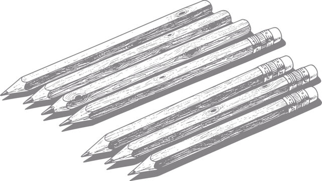 A collection of sharpened pencils with wood grain texture