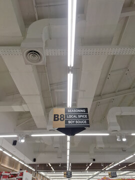 Supermarket Aisle B8 Sign Seasoning Local Spice Soy Souce Overhead Ceiling