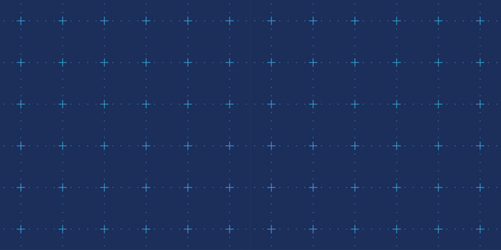 Navy blue background featuring dotted grid and bright cross markers creates organized technical space for mapping applications, engineering diagrams and interface development projects