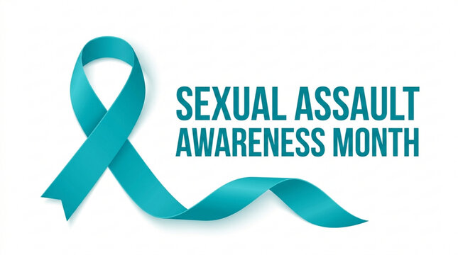 Sexual assault awareness month teal ribbon support