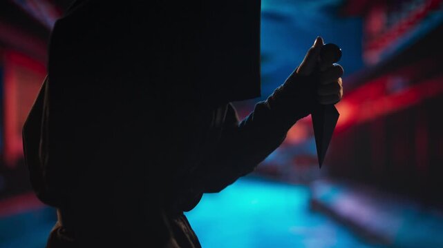Cinematic Ninja Twirling Shuriken in Motion