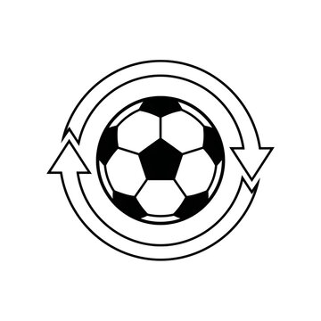 Soccer ball icon with circular arrows isolated on transparent background