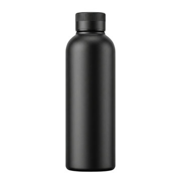 Blank matte black metal water bottle mock up