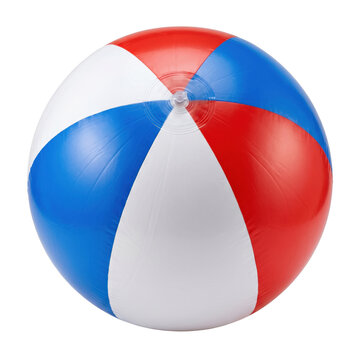 Inflatable red white and blue beach ball for summer