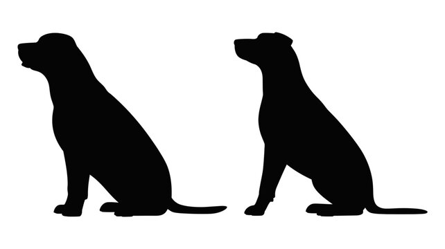 Two sitting dogs silhouette vector illustration