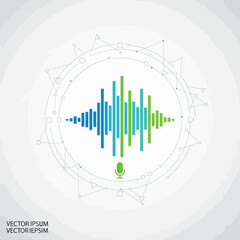 Naklejka premium Sound wave pattern with microphone icon vector illustration