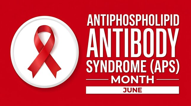 Antiphospholipid antibody syndrome aps month june concept, medical symbols for blood clot disease research, support and education for patients.