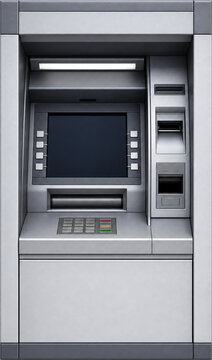 Modern ATM Bank Machine Isolated on Transparent Background