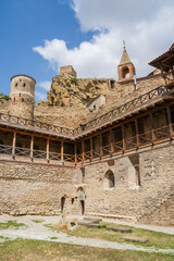 Fototapeta premium Courtyard inside the stone walls of David Gareja Monastery in Kakheti