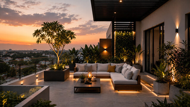 Beautiful modern penthouse interior featuring luxury living spaces, elegant furniture, premium decor, and sophisticated architectural design in a high-end composition. Perfect for real estate websites