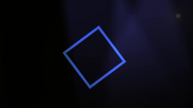 Abstract glowing square element floating on a dark background