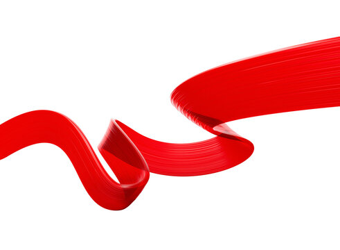 Dynamic flowing red ribbon with a decorative brushstroke texture.