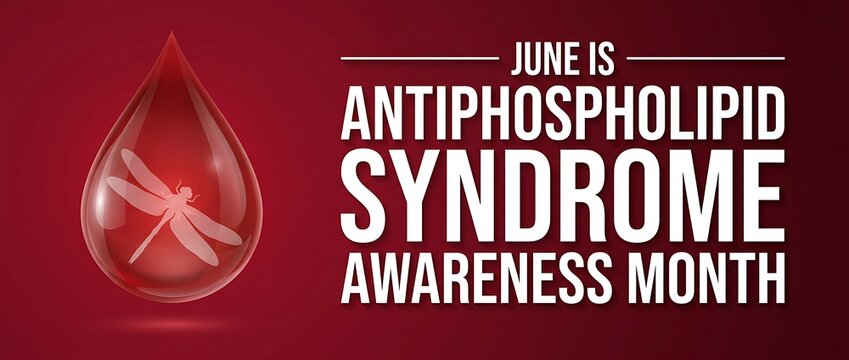 June is antiphospholipid syndrome awareness month june awareness month with red blood drop and dragonfly symbol for healthcare medical awareness event.