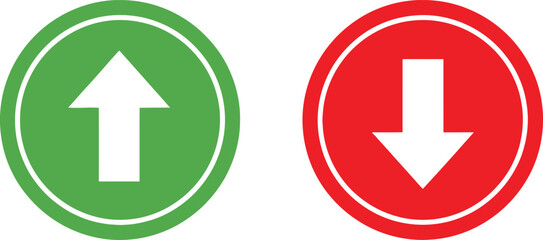 Up and down arrow icons in green and red circular buttons © Mst