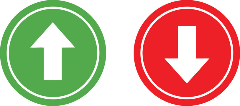 Up and down arrow icons in green and red circular buttons