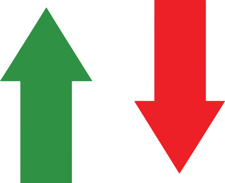 Up and down arrows icon set in green and red
