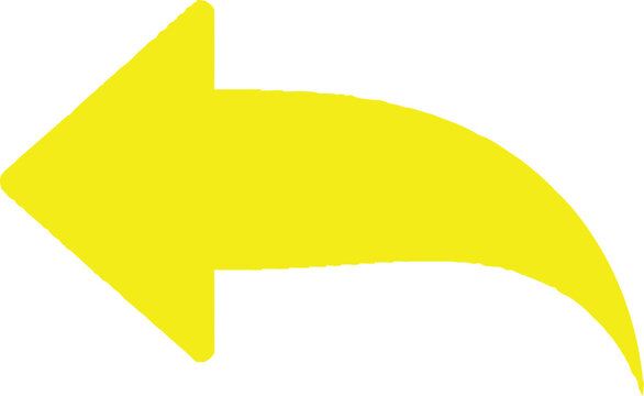Yellow left arrow pointing with curved tail