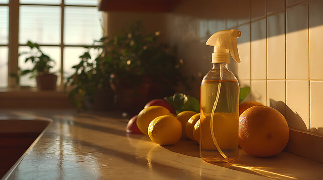 A laundry room or kitchen counter bathed in sunlight