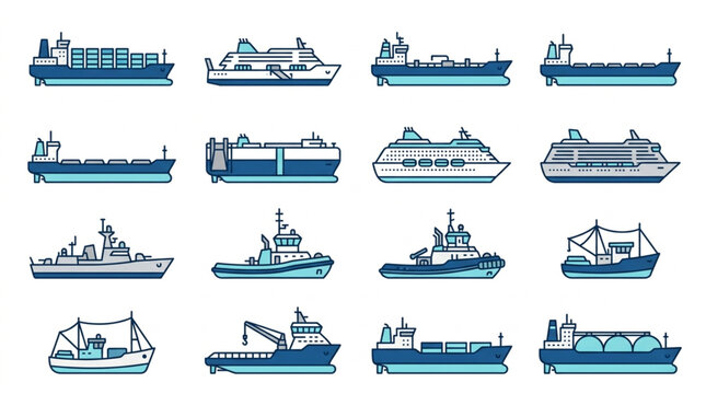 Collection of Various Types of Ships and Vessels