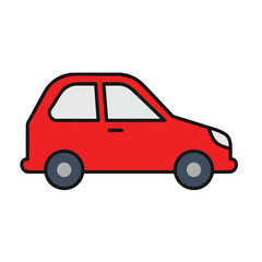 Fototapeta premium A simple flat vector icon illustration of a small red car.