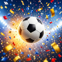 Naklejka premium Soccer Ball Celebration Explosion Championship Victory Background