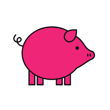 Minimalist Pink Pig Vector Illustration Icon.
