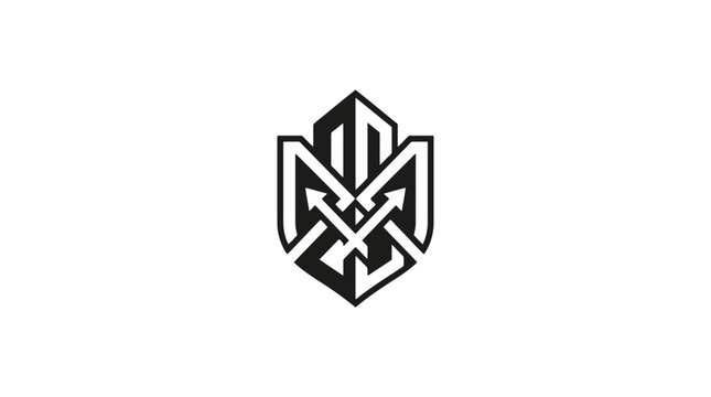 Black and white shield emblem logo.