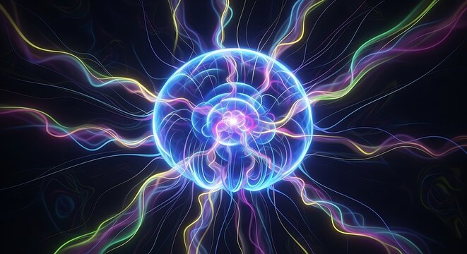 Vibrant Electric Plasma Energy Orb Pulsing.