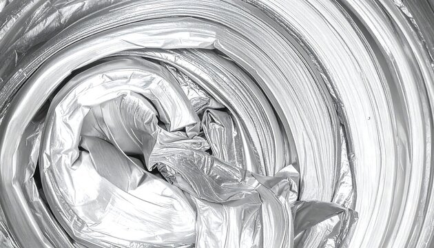 Rolled silver-grey plastic or foil