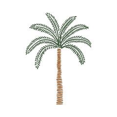 Logo paraíso tropical. Dibujo minimalista con líneas cortas de una palmera en dos colores  © teracreonte