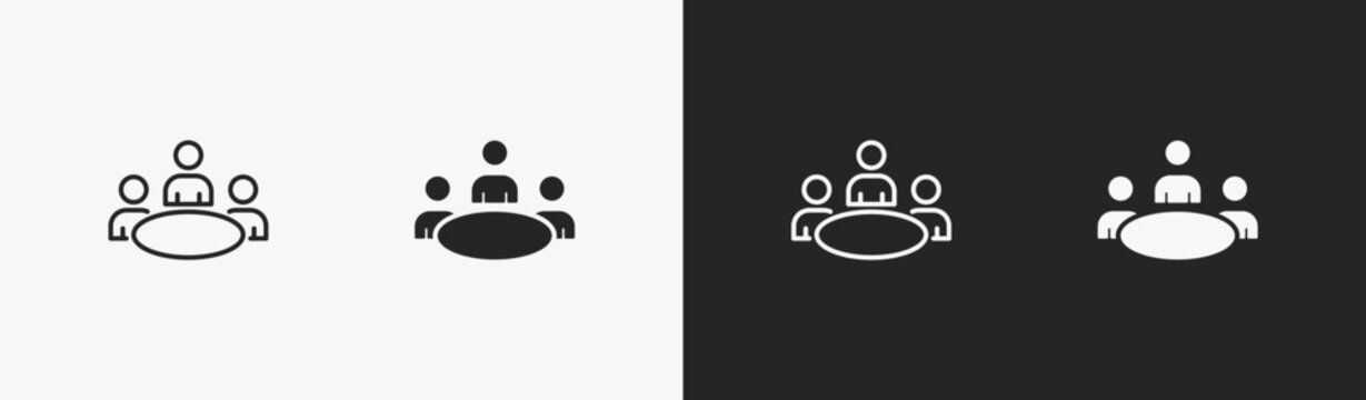 Set of meeting icon in black and white collection