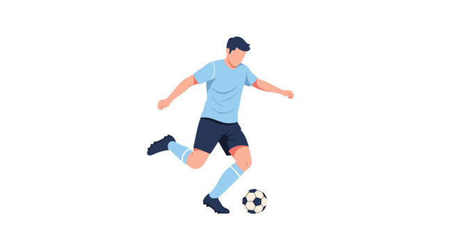 World Football Tournament Action Soccer Player Kicking Ball in Dynamic Movement