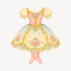 Obraz premium Vintage floral ballet dress illustration.