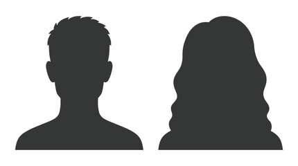 Fototapeta premium Male and female human profile silhouettes for user interface design and digital identity avatar web icons