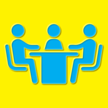 Abstract Blue Embossed Business Meeting Icon Design