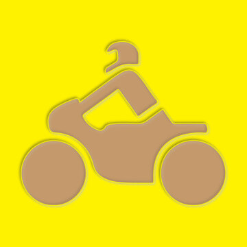 Abstract Brown Embossed Motorcycle Rider Icon Design
