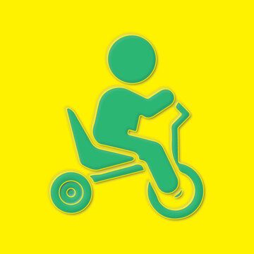 Abstract Green Embossed Child Riding Tricycle