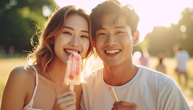 Joyful couple with treat
