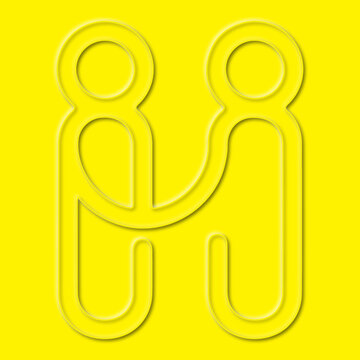 Abstract Yellow Embossed Letter H People Logo