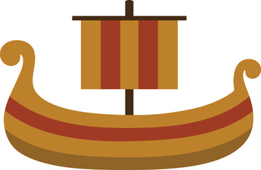 Decorative Viking longship with striped sail illustration © KEI KATA