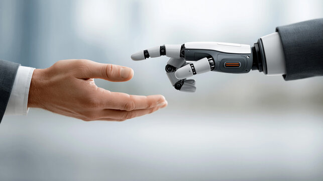 futuristic technology convergence with human creativity and machine intelligence partnership