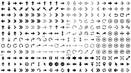 Fototapeta premium A comprehensive collection of various arrow symbols and navigation icons for professional digital interface design projects